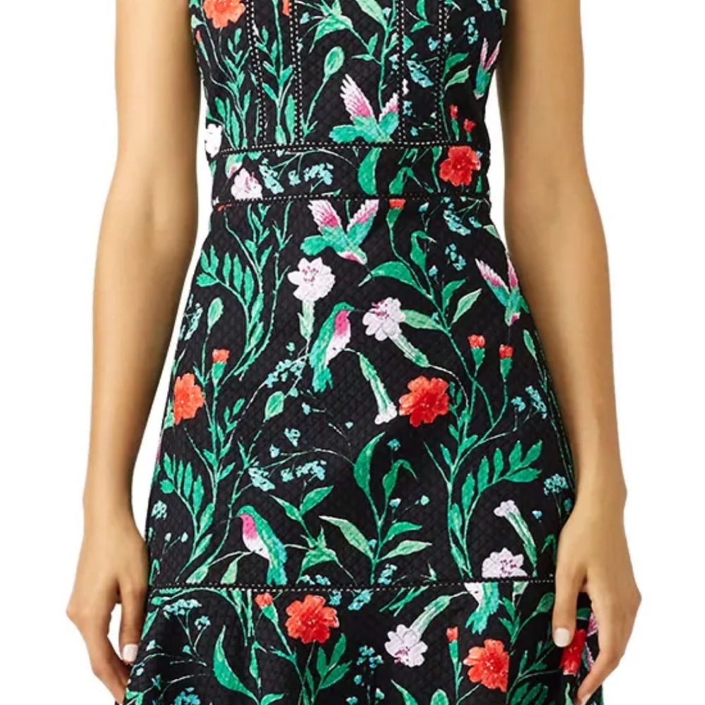 Kate Spade Black Jardin Tile Jacquard floral dress